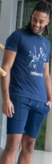 D555 Cameron Official Terminator Printed Crew Neck T-Shirt Dark Navy - Koszulki - T-shirty meskie Duże Rozmiary - 2XL-14XL