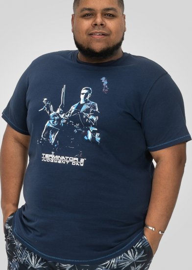D555 Cameron Official Terminator Printed Crew Neck T-Shirt Dark Navy - Koszulki - T-shirty meskie Duże Rozmiary - 2XL-14XL