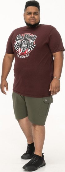D555 Loughborough Official Gas Monkey Crew Neck T-Shirt Burgundy Black Twist - Koszulki - T-shirty meskie Duże Rozmiary - 2XL-14XL