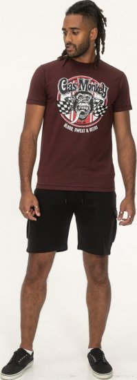 D555 Loughborough Official Gas Monkey Crew Neck T-Shirt Burgundy Black Twist - Koszulki - T-shirty meskie Duże Rozmiary - 2XL-14XL