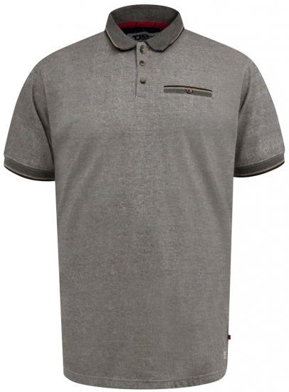 D555 Holyhead Teksturowana Koszulka Polo Z Kieszonką Na Piersi Szara - Koszulki polo - Koszulki Polo 2XL-8XL