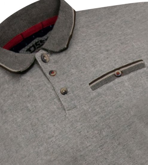 D555 Holyhead Teksturowana Koszulka Polo Z Kieszonką Na Piersi Szara - Koszulki polo - Koszulki Polo 2XL-8XL