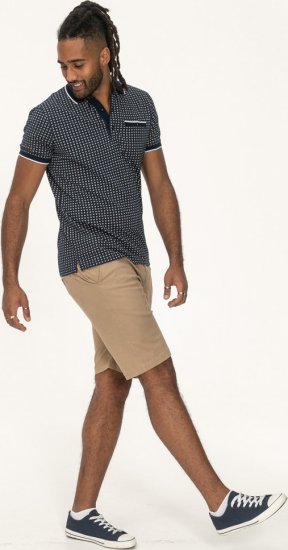 D555 Coventry AOP Polo Shirt Jacquard Collar & Ribbed Cuffs Navy - Koszulki polo - Koszulki Polo 2XL-8XL