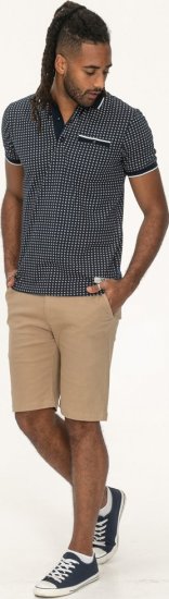 D555 Coventry AOP Polo Shirt Jacquard Collar & Ribbed Cuffs Navy - Koszulki polo - Koszulki Polo 2XL-8XL