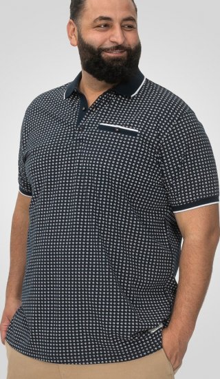 D555 Coventry AOP Polo Shirt Jacquard Collar & Ribbed Cuffs Navy - Koszulki polo - Koszulki Polo 2XL-8XL