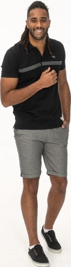 D555 Stafford Cut And Sew Embroidery Stripe Short Sleeve Polo Black - Koszulki polo - Koszulki Polo 2XL-8XL