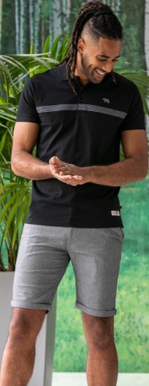 D555 Stafford Cut And Sew Embroidery Stripe Short Sleeve Polo Black - Koszulki polo - Koszulki Polo 2XL-8XL