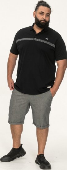 D555 Stafford Cut And Sew Embroidery Stripe Short Sleeve Polo Black - Koszulki polo - Koszulki Polo 2XL-8XL
