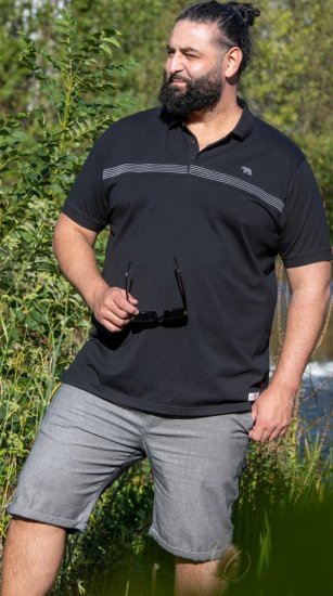 D555 Stafford Cut And Sew Embroidery Stripe Short Sleeve Polo Black - Koszulki polo - Koszulki Polo 2XL-8XL