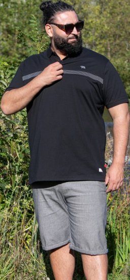 D555 Stafford Cut And Sew Embroidery Stripe Short Sleeve Polo Black - Koszulki polo - Koszulki Polo 2XL-8XL