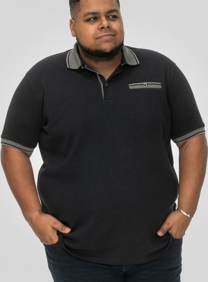 D555 Ilkeston Jacquard Collar & Cuff Short Sleeve Pique Polo Navy - Koszulki polo - Koszulki Polo 2XL-8XL