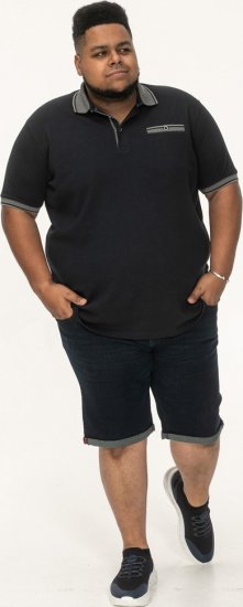 D555 Ilkeston Jacquard Collar & Cuff Short Sleeve Pique Polo Navy - Koszulki polo - Koszulki Polo 2XL-8XL