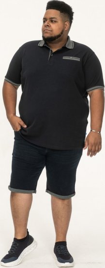 D555 Ilkeston Jacquard Collar & Cuff Short Sleeve Pique Polo Navy - Koszulki polo - Koszulki Polo 2XL-8XL