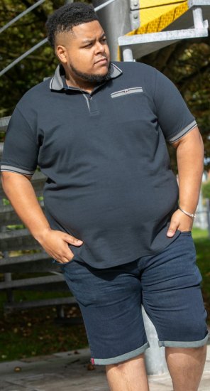 D555 Ilkeston Jacquard Collar & Cuff Short Sleeve Pique Polo Navy - Koszulki polo - Koszulki Polo 2XL-8XL