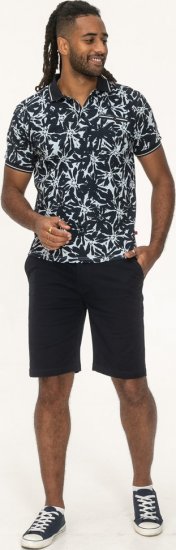 D555 Halifax AOP Hawaiian Print Short Sleeve Polo Blue - Koszulki - T-shirty meskie Duże Rozmiary - 2XL-14XL