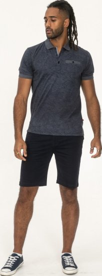 D555 Uttoxeter AOP Leaf Print Short Sleeve Polo Denim - Koszulki polo - Koszulki Polo 2XL-8XL