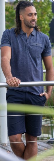 D555 Uttoxeter AOP Leaf Print Short Sleeve Polo Denim - Koszulki polo - Koszulki Polo 2XL-8XL