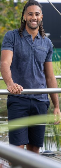 D555 Uttoxeter AOP Leaf Print Short Sleeve Polo Denim - Koszulki polo - Koszulki Polo 2XL-8XL