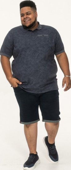 D555 Uttoxeter AOP Leaf Print Short Sleeve Polo Denim - Koszulki polo - Koszulki Polo 2XL-8XL