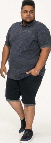 D555 Uttoxeter AOP Leaf Print Short Sleeve Polo Denim - Koszulki polo - Koszulki Polo 2XL-8XL