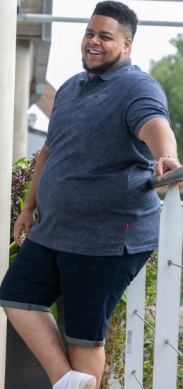 D555 Uttoxeter AOP Leaf Print Short Sleeve Polo Denim - Koszulki polo - Koszulki Polo 2XL-8XL