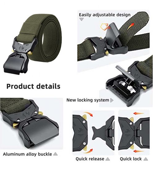 D555 Dale Tactical Stretch Webbing Belt with Heavy Duty Quick Release Buckle Khaki - Paski - Paski Duże Rozmiary - W40-W70/2XL-8XL