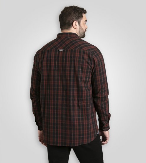 D555 Horsham Long Sleeve Shirt with Chest Pocket Burgundy/Black Check - Koszule - Koszule 2XL-10XL