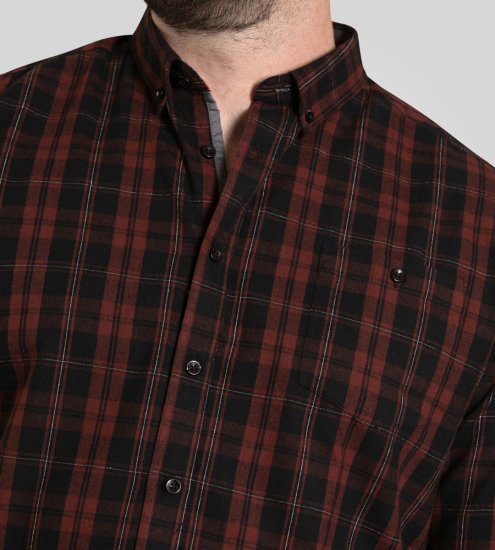 D555 Horsham Long Sleeve Shirt with Chest Pocket Burgundy/Black Check - Koszule - Koszule 2XL-10XL