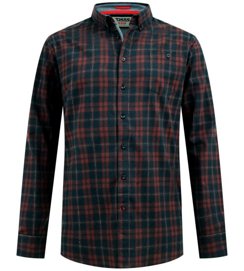 D555 Horsham Long Sleeve Shirt with Chest Pocket Burgundy/Black Check - Koszule - Koszule 2XL-10XL