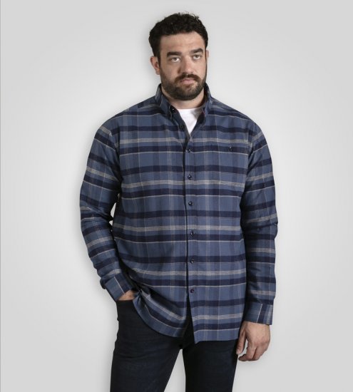 D555 Shrewsbury Long Sleeve with Chest Pocket Blue/Navy Check - Koszule - Koszule 2XL-10XL