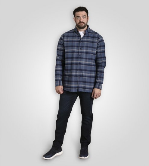 D555 Shrewsbury Long Sleeve with Chest Pocket Blue/Navy Check TALL SIZES - ODZIEŻ MĘSKA MT-6XLT - WYSOKIE-rozmiary