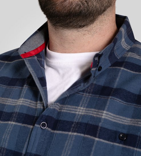 D555 Shrewsbury Long Sleeve with Chest Pocket Blue/Navy Check - Koszule - Koszule 2XL-10XL