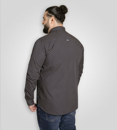 D555 Sheffield Long Sleeve AOP Micro Gold Shirt Navy - Koszule - Koszule 2XL-10XL