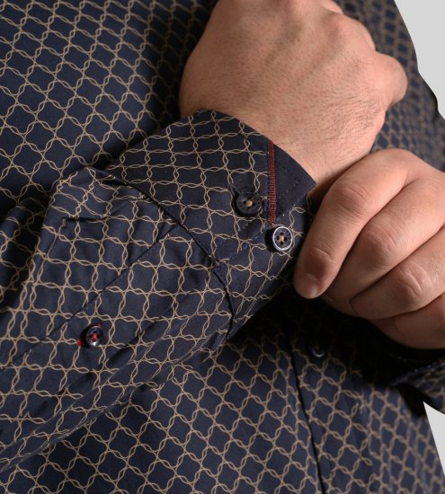 D555 Sheffield Long Sleeve AOP Micro Gold Shirt Navy - Koszule - Koszule 2XL-10XL