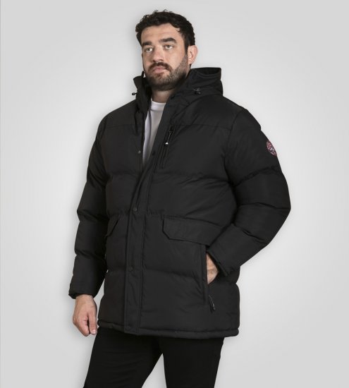 D555 Wolverhampton Quilted Padded Jacket with Hood Black - Kurtki Męskie Duże Rozmiary - Kurtki Duże rozmiary 2XL-8XL