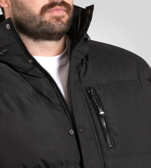 D555 Wolverhampton Quilted Padded Jacket with Hood Black - Kurtki Męskie Duże Rozmiary - Kurtki Duże rozmiary 2XL-8XL