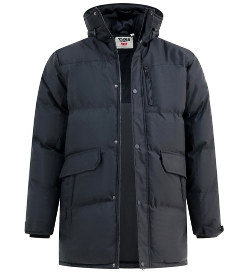 D555 Wolverhampton Quilted Padded Jacket with Hood Black - Kurtki Męskie Duże Rozmiary - Kurtki Duże rozmiary 2XL-8XL