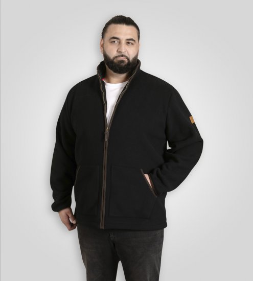 D555 Louth Micro Fleece Jacket with Sherpa Lining Black - Kurtki Męskie Duże Rozmiary - Kurtki Duże rozmiary 2XL-8XL