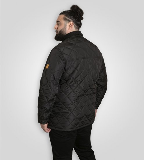 D555 Harborough Quilted Jacket with Corduroy Collar Black - Kurtki Męskie Duże Rozmiary - Kurtki Duże rozmiary 2XL-8XL