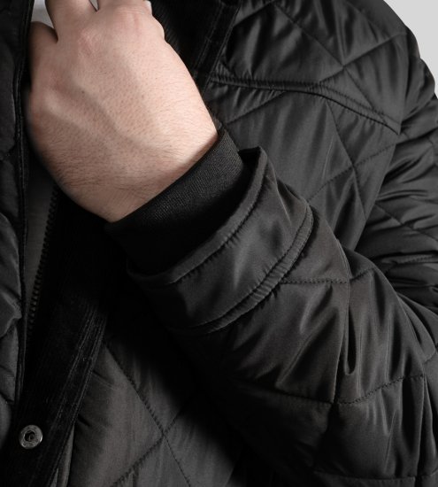 D555 Harborough Quilted Jacket with Corduroy Collar Black - Kurtki Męskie Duże Rozmiary - Kurtki Duże rozmiary 2XL-8XL