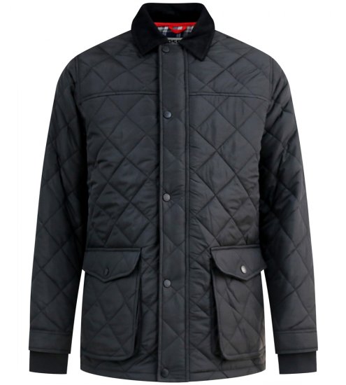 D555 Harborough Quilted Jacket with Corduroy Collar Black - Kurtki Męskie Duże Rozmiary - Kurtki Duże rozmiary 2XL-8XL