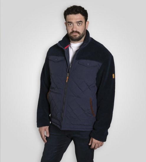 D555 Northampton Hybrid Sherpa Quilted Micro Fleece Jacket Navy - Kurtki Męskie Duże Rozmiary - Kurtki Duże rozmiary 2XL-8XL