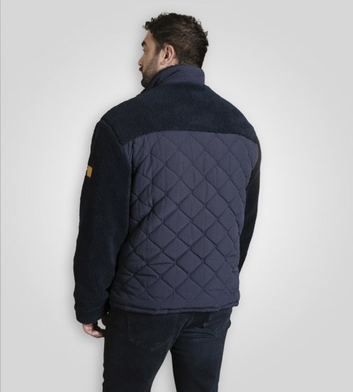 D555 Northampton Hybrid Sherpa Quilted Micro Fleece Jacket Navy - Kurtki Męskie Duże Rozmiary - Kurtki Duże rozmiary 2XL-8XL