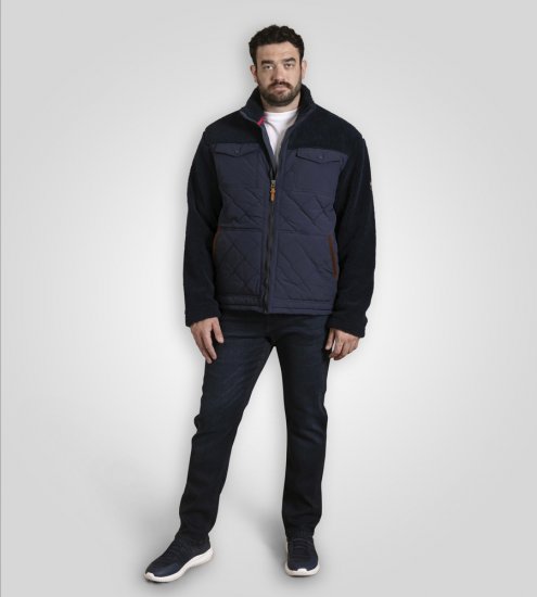 D555 Northampton Hybrid Sherpa Quilted Micro Fleece Jacket Navy - Kurtki Męskie Duże Rozmiary - Kurtki Duże rozmiary 2XL-8XL