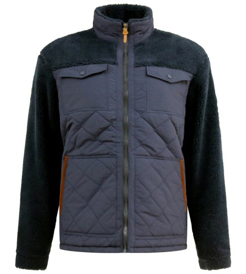 D555 Northampton Hybrid Sherpa Quilted Micro Fleece Jacket Navy - Kurtki Męskie Duże Rozmiary - Kurtki Duże rozmiary 2XL-8XL