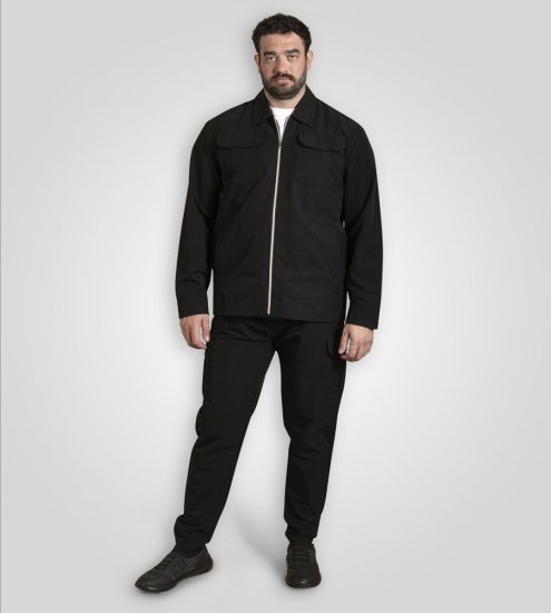 D555 Wimbledon Couture Stretch Jacket with Zipper Black - Kurtki Męskie Duże Rozmiary - Kurtki Duże rozmiary 2XL-8XL