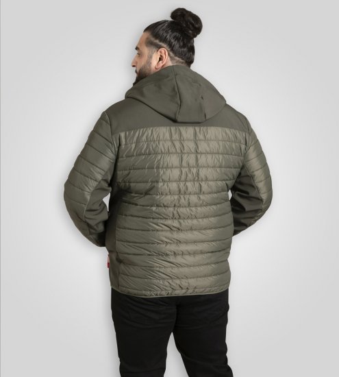 D555 Northfield Hybrid soft shell pikowana kurtka z kapturem khaki - Kurtki Męskie Duże Rozmiary - Kurtki Duże rozmiary 2XL-8XL
