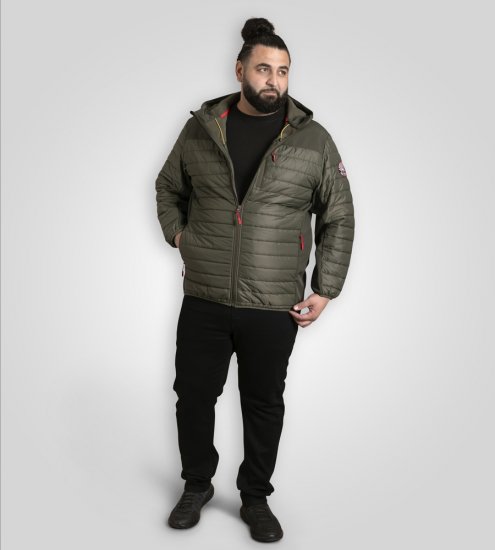 D555 Northfield Hybrid soft shell pikowana kurtka z kapturem khaki - Kurtki Męskie Duże Rozmiary - Kurtki Duże rozmiary 2XL-8XL
