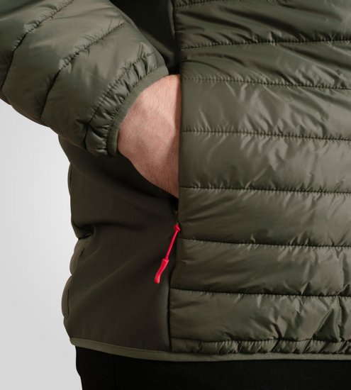 D555 Northfield Hybrid soft shell pikowana kurtka z kapturem khaki - Kurtki Męskie Duże Rozmiary - Kurtki Duże rozmiary 2XL-8XL