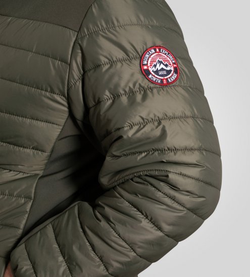 D555 Northfield Hybrid soft shell pikowana kurtka z kapturem khaki - Kurtki Męskie Duże Rozmiary - Kurtki Duże rozmiary 2XL-8XL